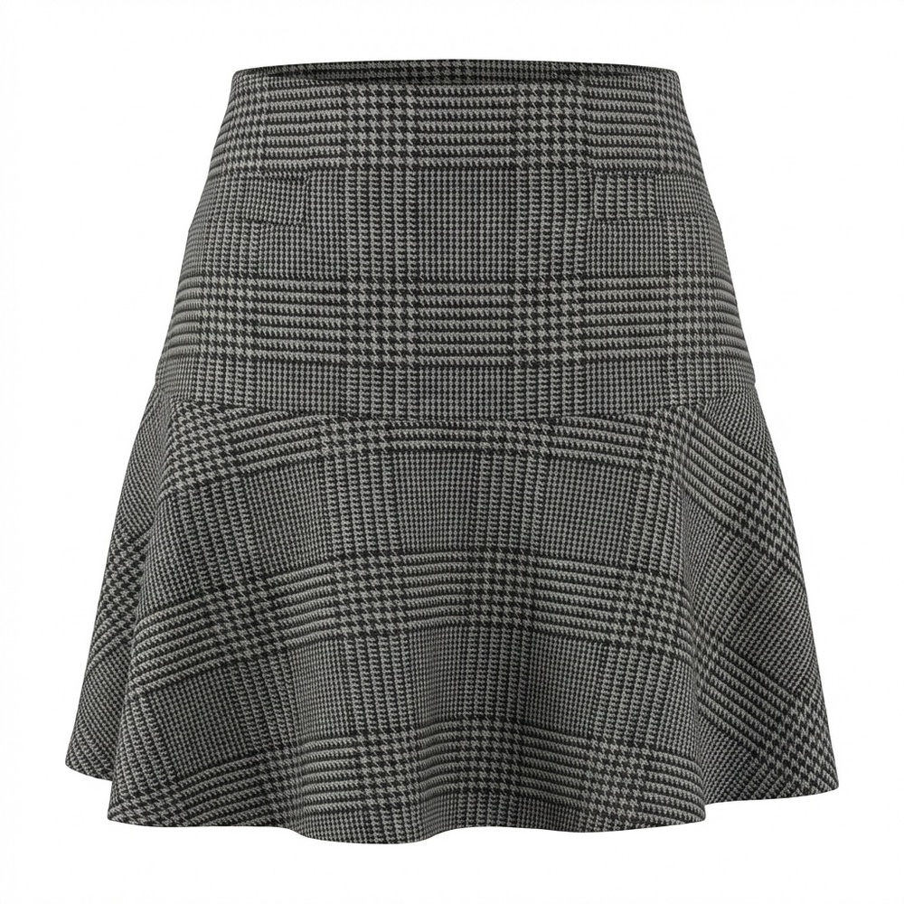 NWT LOFT Gray Plaid Flounce Mini Skirt Classic Workwear Size 16